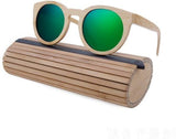 Bamboo Men Wooden Sunglasses polarized lens-GAEA-Wood frame EyeWear-green lens with case 1-GAEA-Wood Frame EyeWear Eco Friendly Sunglasses
