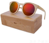 Bamboo Men Wooden Sunglasses polarized lens-GAEA-Wood frame EyeWear-red lens with case-GAEA-Wood Frame EyeWear Eco Friendly Sunglasses