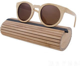 Bamboo Men Wooden Sunglasses polarized lens-GAEA-Wood frame EyeWear-brown lens with case-GAEA-Wood Frame EyeWear Eco Friendly Sunglasses