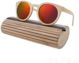 Bamboo Men Wooden Sunglasses polarized lens-GAEA-Wood frame EyeWear-red lens with case 1-GAEA-Wood Frame EyeWear Eco Friendly Sunglasses