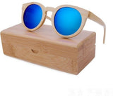 Bamboo Men Wooden Sunglasses polarized lens-GAEA-Wood frame EyeWear-blue lens with case 1-GAEA-Wood Frame EyeWear Eco Friendly Sunglasses