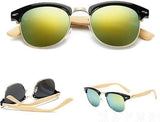 Bamboo Sunglasses Half frame wood Temple Metal sunglasses Unisex-GAEA-Wood frame EyeWear-Cwood 02-GAEA-Wood Frame EyeWear Eco Friendly Sunglasses