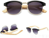 Bamboo Sunglasses Half frame wood Temple Metal sunglasses Unisex-GAEA-Wood frame EyeWear-Cwood 05-GAEA-Wood Frame EyeWear Eco Friendly Sunglasses