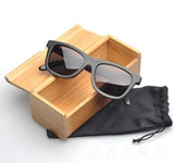 Black Brown Bamboo Sunglasses Unisex UV400 Polarized-GAEA-Wood frame EyeWear-black grey with case-GAEA-Wood Frame EyeWear Eco Friendly Sunglasses