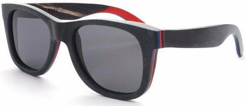 Handmade Retro Vintage Skateboard Wood Sunglasses polarized Unisex-GAEA-Wood Frame EyeWear-C1 BLACK FRAME-GAEA-Wood Frame EyeWear Eco Friendly Sunglasses