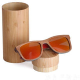 New arrival Unisex skateboard wood sunglasses-GAEA-Wood frame EyeWear-red lens with case-GAEA-Wood Frame EyeWear Eco Friendly Sunglasses