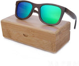 New fashion polarized Men Bamboo wooden sunglasses-GAEA-Wood frame EyeWear-green lens with case-GAEA-Wood Frame EyeWear Eco Friendly Sunglasses