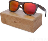 New fashion polarized Men Bamboo wooden sunglasses-GAEA-Wood frame EyeWear-red lens with case-GAEA-Wood Frame EyeWear Eco Friendly Sunglasses
