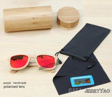 New Fashion Wood Sunglasses Men ,UV400 Polarized-GAEA-Wood frame EyeWear-red lens with case-GAEA-Wood Frame EyeWear Eco Friendly Sunglasses