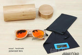 New Fashion Wood Sunglasses Men ,UV400 Polarized-GAEA-Wood frame EyeWear-orange lens withcase-GAEA-Wood Frame EyeWear Eco Friendly Sunglasses