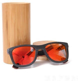 New Skateboard wood Men Sunglasses Handmade UV400 Polarized-GAEA-Wood frame EyeWear-red lens with case-GAEA-Wood Frame EyeWear Eco Friendly Sunglasses