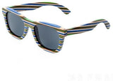 New Unisex Wooden Sunglasses Blue Stripe Frame Sunglasses-AvidShopper-Grey lens-GAEA-Wood Frame EyeWear Eco Friendly Sunglasses