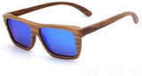 Polarized Wooden Sunglasses Mirrored Zebra Men & Women Sunglasses-AvidShopper-Blue mirror lens-GAEA-Wood Frame EyeWear Eco Friendly Sunglasses