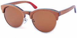 Skateboard Wood Retro Half-Frame Wooden Sunglasses Men