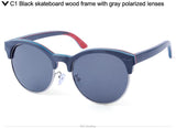 Skateboard Wood Retro Half-Frame Wooden Sunglasses Men