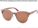 Skateboard Wood Retro Half-Frame Wooden Sunglasses Men