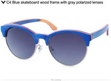Skateboard Wood Retro Half-Frame Wooden Sunglasses Men