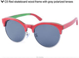 Skateboard Wood Retro Half-Frame Wooden Sunglasses Men