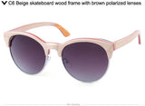 Skateboard Wood Retro Half-Frame Wooden Sunglasses Men