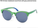 Skateboard Wood Retro Half-Frame Wooden Sunglasses Men