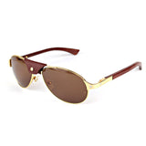 Men Sunglasses  Aviator Metal  Frame SunGlasses  Wood Temples