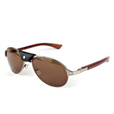 Men Sunglasses  Aviator Metal  Frame SunGlasses  Wood Temples