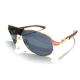 Men Sunglasses  Aviator Metal  Frame SunGlasses  Wood Temples