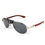 Men Sunglasses  Aviator Metal  Frame SunGlasses  Wood Temples