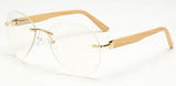 Rimless Sunglasses Bamboo Temple UV400 Men