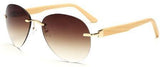 Rimless Sunglasses Bamboo Temple UV400 Men