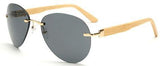 Rimless Sunglasses Bamboo Temple UV400 Men