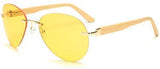 Rimless Sunglasses Bamboo Temple UV400 Men