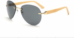 Rimless Sunglasses Bamboo Temple UV400 Men