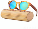 Luxury Round Wooden Sunglasses Women Polarized UV400-GAEA-Wood frame EyeWear-C14 With Case-GAEA-Wood Frame EyeWear Eco Friendly Sunglasses