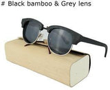 Semi-Rimless Wooden Polarized Sunglasses Unisex polarizing Glasses-GAEA-Wood Frame EyeWear-Black bamboo Grey-GAEA-Wood Frame EyeWear Eco Friendly Sunglasses