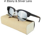 Semi-Rimless Wooden Polarized Sunglasses Unisex polarizing Glasses-GAEA-Wood Frame EyeWear-Ebony Sliver-GAEA-Wood Frame EyeWear Eco Friendly Sunglasses