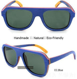Skateboard Wood Sunglasses Men Aviator Polarized Handmade-GAEA-Wood Frame EyeWear-blue-GAEA-Wood Frame EyeWear Eco Friendly Sunglasses