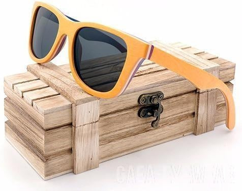 Unisex Wooden Sunglasses Retro Vintage Polarized Skateboard Wood With Wood box-GAEA-Wood Frame EyeWear-Grey Lens G028-GAEA-Wood Frame EyeWear Eco Friendly Sunglasses