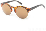 Women Vintage Half Frame Wood Sunglasses Retro Round-GAEA-Wood frame EyeWear-C3-GAEA-Wood Frame EyeWear Eco Friendly Sunglasses