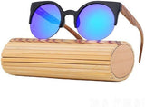 Women Vintage Half Frame Wood Sunglasses Retro Round-GAEA-Wood frame EyeWear-C1 With Case-GAEA-Wood Frame EyeWear Eco Friendly Sunglasses