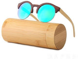 Women Vintage Half Frame Wood Sunglasses Retro Round-GAEA-Wood frame EyeWear-C2 With Case3-GAEA-Wood Frame EyeWear Eco Friendly Sunglasses