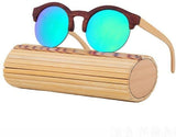 Women Vintage Half Frame Wood Sunglasses Retro Round-GAEA-Wood frame EyeWear-C2 With Case2-GAEA-Wood Frame EyeWear Eco Friendly Sunglasses