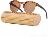 Women Vintage Half Frame Wood Sunglasses Retro Round-GAEA-Wood frame EyeWear-C3 With Case2-GAEA-Wood Frame EyeWear Eco Friendly Sunglasses