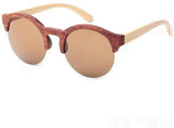 Women Vintage Half Frame Wood Sunglasses Retro Round-GAEA-Wood frame EyeWear-C1-GAEA-Wood Frame EyeWear Eco Friendly Sunglasses