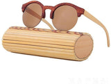 Women Vintage Half Frame Wood Sunglasses Retro Round-GAEA-Wood frame EyeWear-C1 With Case 1-GAEA-Wood Frame EyeWear Eco Friendly Sunglasses