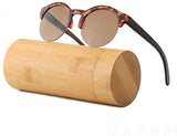Women Vintage Half Frame Wood Sunglasses Retro Round-GAEA-Wood frame EyeWear-C3 With Case3-GAEA-Wood Frame EyeWear Eco Friendly Sunglasses