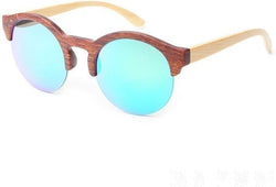 Women Vintage Half Frame Wood Sunglasses Retro Round-GAEA-Wood frame EyeWear-C2-GAEA-Wood Frame EyeWear Eco Friendly Sunglasses