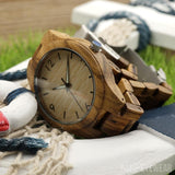 Wooden Men Watch Zebra Wood Strap Wristwatches-GAEA-Wood Frame EyeWear-GAEA-Wood Frame EyeWear Eco Friendly Sunglasses