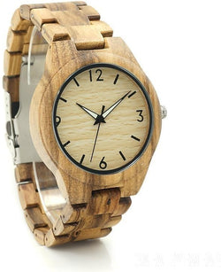 Wooden Men Watch Zebra Wood Strap Wristwatches-GAEA-Wood Frame EyeWear-GAEA-Wood Frame EyeWear Eco Friendly Sunglasses