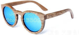 Wooden Sunglasses Round Frame Women-GAEA-Wood frame EyeWear-blue lens-GAEA-Wood Frame EyeWear Eco Friendly Sunglasses